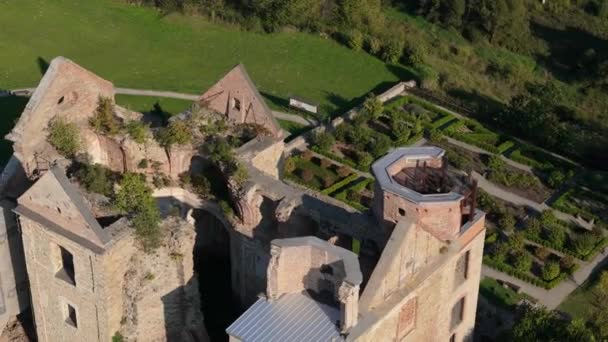 Ruins Monastery Zagorz Bieszczady Aerial View Poland High Quality Footage — Stock Video