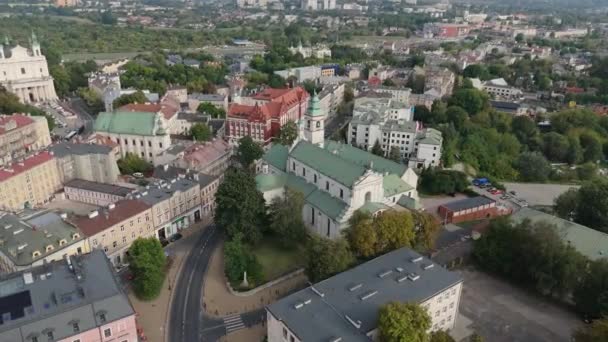 Belle Église Lublin Vue Aérienne Pologne Images Haute Qualité — Video
