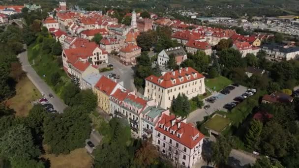 美しい風景 オールドタウン サンドミシュ 空中ビュー ポーランド 高品質の4K映像 — ストック動画
