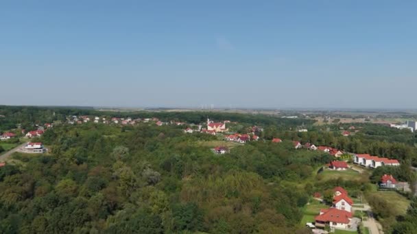 Piękny Kościół Panoramy Przemysł Widok Lotu Ptaka Polska Wysokiej Jakości — Wideo stockowe