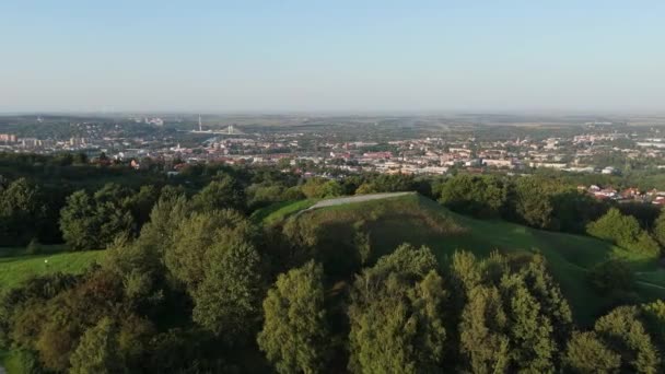 Vackra Landskap Tatar Mound Hill Przemysl Antenn View Poland Högkvalitativ — Stockvideo
