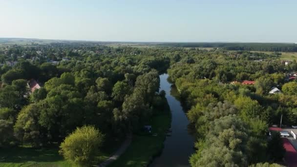Beautiful Landscape River Park Forest Krasnystaw Aerial View Poland High — Stock Video