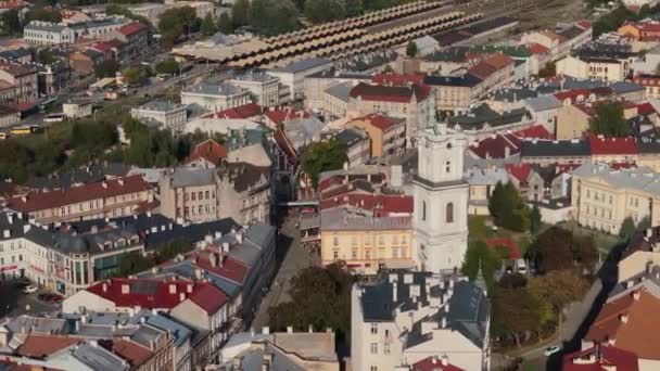 Schöne Panorama Tower Museum Przemysl Luftaufnahme Polen Hochwertiges Filmmaterial — Stockvideo