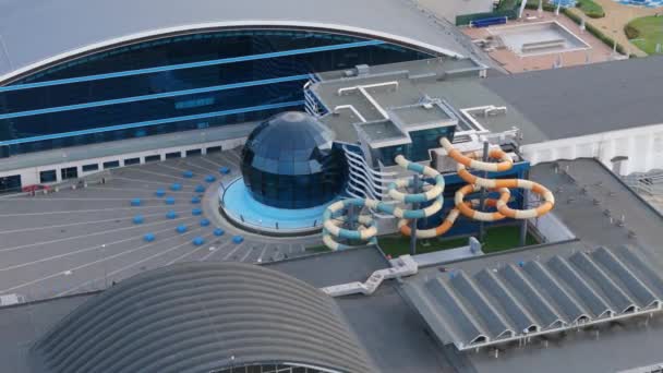 Prachtige Aquapark Lublin Luchtfoto View Polen Hoge Kwaliteit Beeldmateriaal — Stockvideo