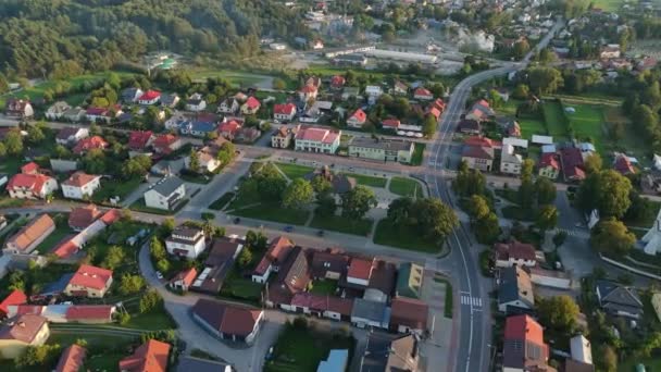 Schöne Rat Innenstadt Marktplatz Narol Luftaufnahme Polen Hochwertiges Filmmaterial — Stockvideo
