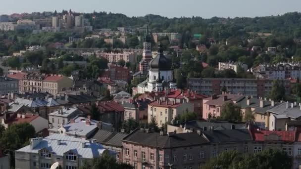 Belle Église Paysage Przemysl Vue Aérienne Pologne Images Haute Qualité — Video