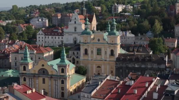 美丽的修道院教堂Przemysl Aerial View Poland 高质量的4K镜头 — 图库视频影像