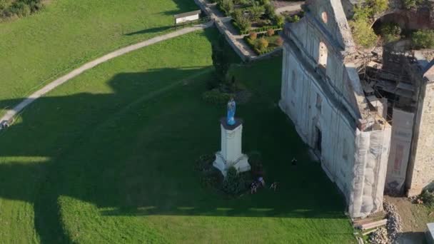 Ruinas Pedestal Del Monasterio Zagorz Bieszczady Vista Aérea Polonia Imágenes — Vídeos de Stock