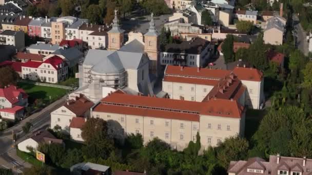 Güzel Manzara Kilisesi Pazar Meydanı Krasnystaw Hava Manzarası Polonya Yüksek — Stok video