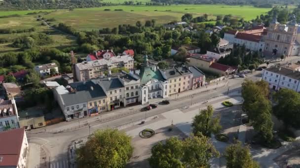 Bellissimo Consiglio Downtown Market Square Krasnystaw Vista Aerea Polonia Filmati — Video Stock
