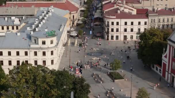 Bela Fonte Litewski Square Lublin Vista Aérea Polónia Imagens Alta — Vídeo de Stock