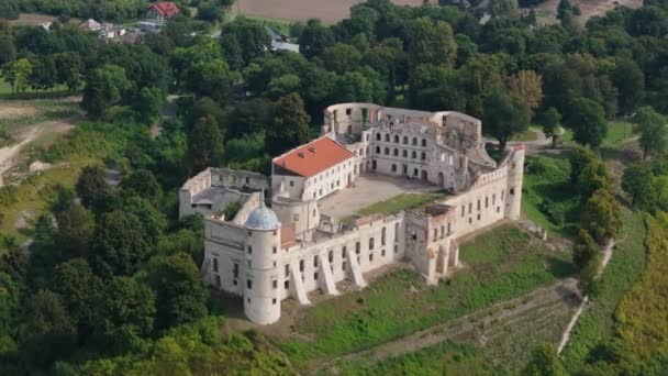 Prachtige Landschap Castle Hill Janowiec Luchtfoto View Polen Hoge Kwaliteit — Stockvideo