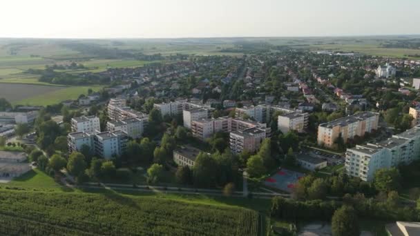 Schöne Landschaft Siedlung Krasnystaw Luftaufnahme Polen Hochwertiges Filmmaterial — Stockvideo