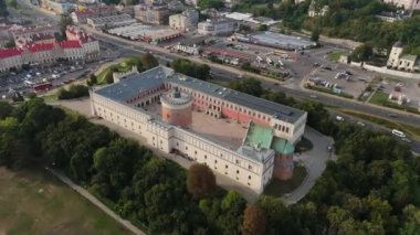 Güzel Peyzaj Şatosu Müzesi Lublin Hava Görünümü Polonya. Yüksek kalite 4k görüntü