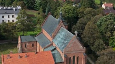 Güzel kilise Sandomierz Hava Manzarası Polonya. Yüksek kalite 4k görüntü