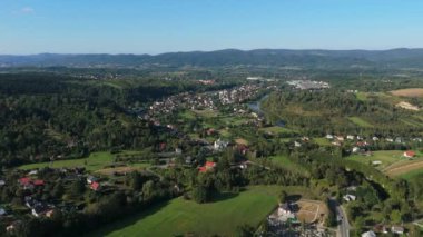 Güzel Peyzaj Dağları Bieszczady Zagorz Hava Görüntüsü Polonya. Yüksek kalite 4k görüntü