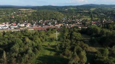 Güzel Peyzaj Dağları Bieszczady Zagorz Hava Görüntüsü Polonya. Yüksek kalite 4k görüntü