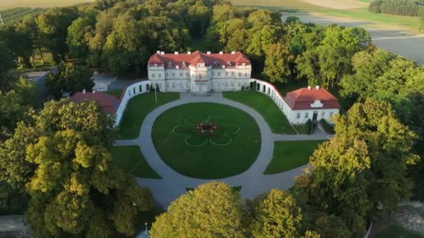 Beautiful Landscape Palace Narol Aerial View Poland High Quality Footage — Stock Video