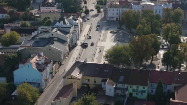 Beautiful Street Market Square Krasnystaw Aerial View Poland High Quality — Stock Video