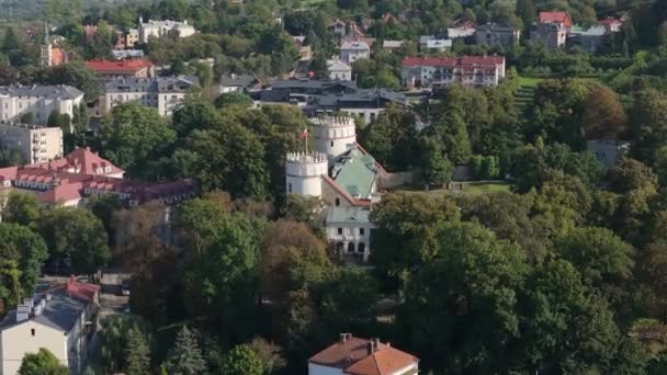 Όμορφο Τοπίο Κάστρο Przemysl Αεροφωτογραφία Πολωνία Υψηλής Ποιότητας Πλάνα — Αρχείο Βίντεο