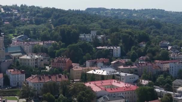 Prachtige Landschap Castle Hill Przemysl Aerial View Polen Hoge Kwaliteit — Stockvideo