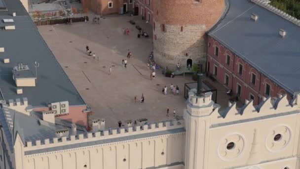 Kaunis Castle Square Museum Lublin Aerial View Puola Laadukas Kuvamateriaalia — kuvapankkivideo