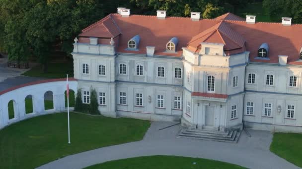 Gyönyörű Palota Narol Aerial View Lengyelország Kiváló Minőségű Felvételek — Stock videók