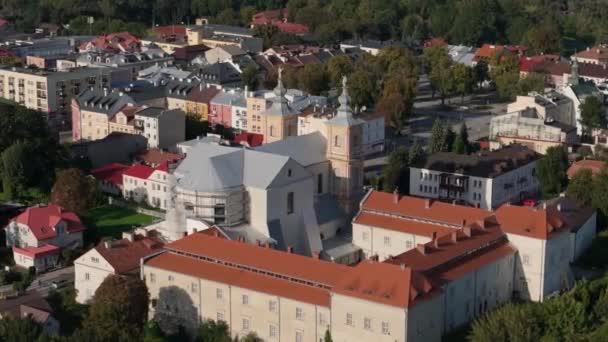 Beautiful Landscape Church Market Square Krasnystaw Aerial View Poland High — Stock Video