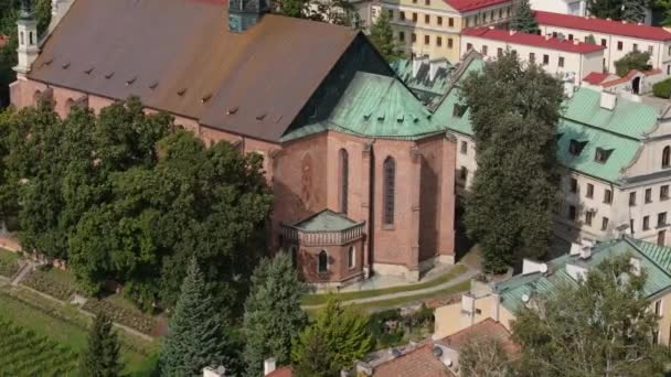 Hermosa Basílica Sandomierz Vista Aérea Polonia Imágenes Alta Calidad — Vídeo de stock