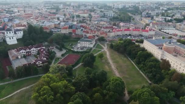 Beau Château Terrain Vieille Ville Lublin Vue Aérienne Pologne Images — Video