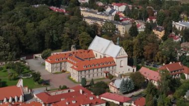 Güzel Manzara Kilisesi Sandomierz Hava Manzarası Polonya. Yüksek kalite 4k görüntü