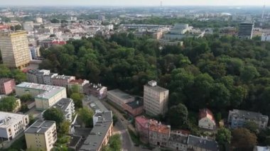 Şehir merkezindeki güzel Saski Bahçesi Lublin Hava Manzarası Polonya. Yüksek kalite 4k görüntü