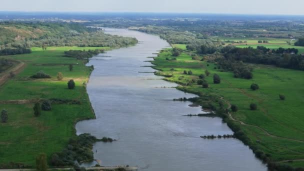 Beautiful Landscape River Vistula Sandomierz Aerial View Poland High Quality — Stock Video