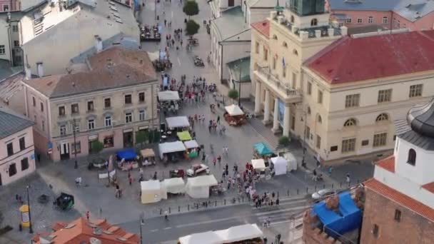 Prachtige Entree Krakowskie Przedmiescie Old Town Lublin Lucht Uitzicht Polen — Stockvideo