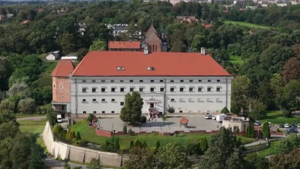 Güzel Kraliyet Kalesi Sandomierz Hava Manzarası Polonya Yüksek Kalite Görüntü — Stok video