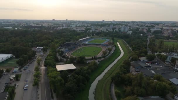 Piękny Panoramiczny Stadion Lublin Aerial View Poland Wysokiej Jakości Materiał — Wideo stockowe