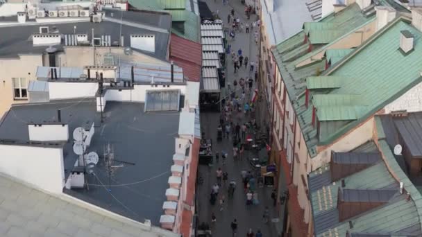 Schöne Straße Altstadt Lublin Luftaufnahme Polen Hochwertiges Filmmaterial — Stockvideo