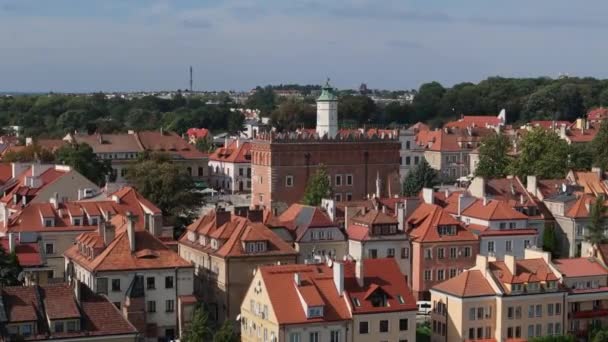 Güzel Eski Kent Market Meydanı Sandomierz Hava Manzarası Polonya Yüksek — Stok video