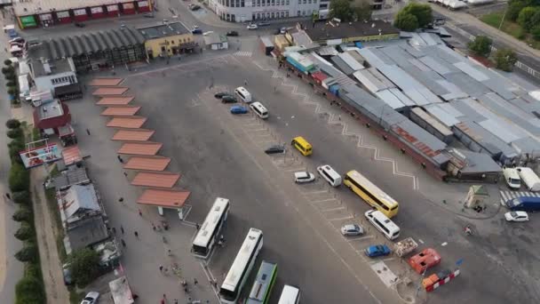 Prachtig Centraal Busstation Lublin Aerial View Polen Hoge Kwaliteit Beeldmateriaal — Stockvideo
