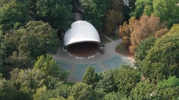 Banda Bonita Shell Saski Park Muszla Lublin Vista Aérea Polónia — Vídeo de Stock