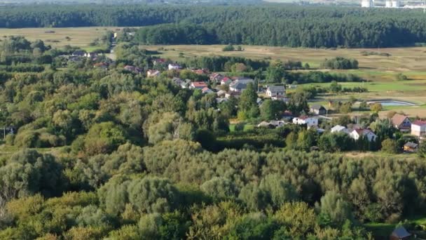 Beautiful Landscape Forest Houses Krasnystaw Aerial View Poland High Quality — Stock Video