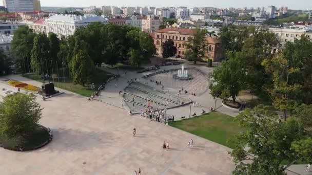 Όμορφη Πηγή Litewski Πλατεία Lublin Aerial View Πολωνία Υψηλής Ποιότητας — Αρχείο Βίντεο