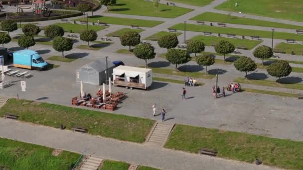 Güzel Sandomierz Bulvarı Hava Manzaralı Polonya Yüksek Kalite Görüntü — Stok video