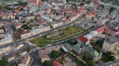 Güzel Eski Pazar Meydanı Lublin Hava Manzarası Polonya. Yüksek kalite 4k görüntü