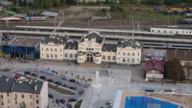 Güzel Peyzaj Tren İstasyonu Lublin Hava Manzarası Polonya. Yüksek kalite 4k görüntü