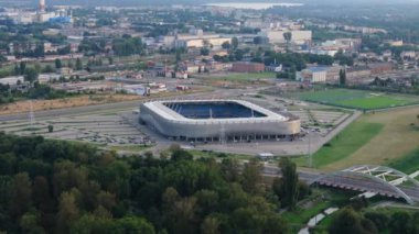 Güzel Panorama Arena Lublin Stadyumu Hava Manzaralı Polonya. Yüksek kalite 4k görüntü