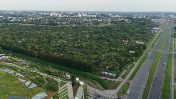 Gyönyörű Allotment Gardens Lublin Aerial View Lengyelország Kiváló Minőségű Felvételek — Stock videók