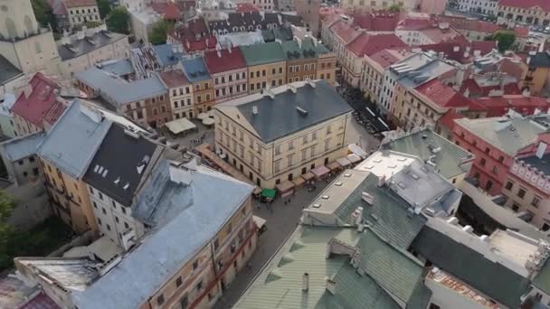 Beautiful Market Square Old Town Lublin Aerial View Poland Vysoce — Stock video