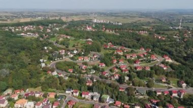 Güzel Peyzaj Yolu Tepesi Przemysl Hava Manzarası Polonya. Yüksek kalite 4k görüntü
