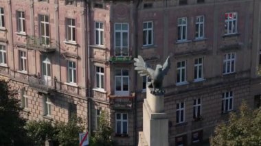 Güzel Heykel Orlat Przemyskich Przemysl Hava Görüntüsü Polonya. Yüksek kalite 4k görüntü